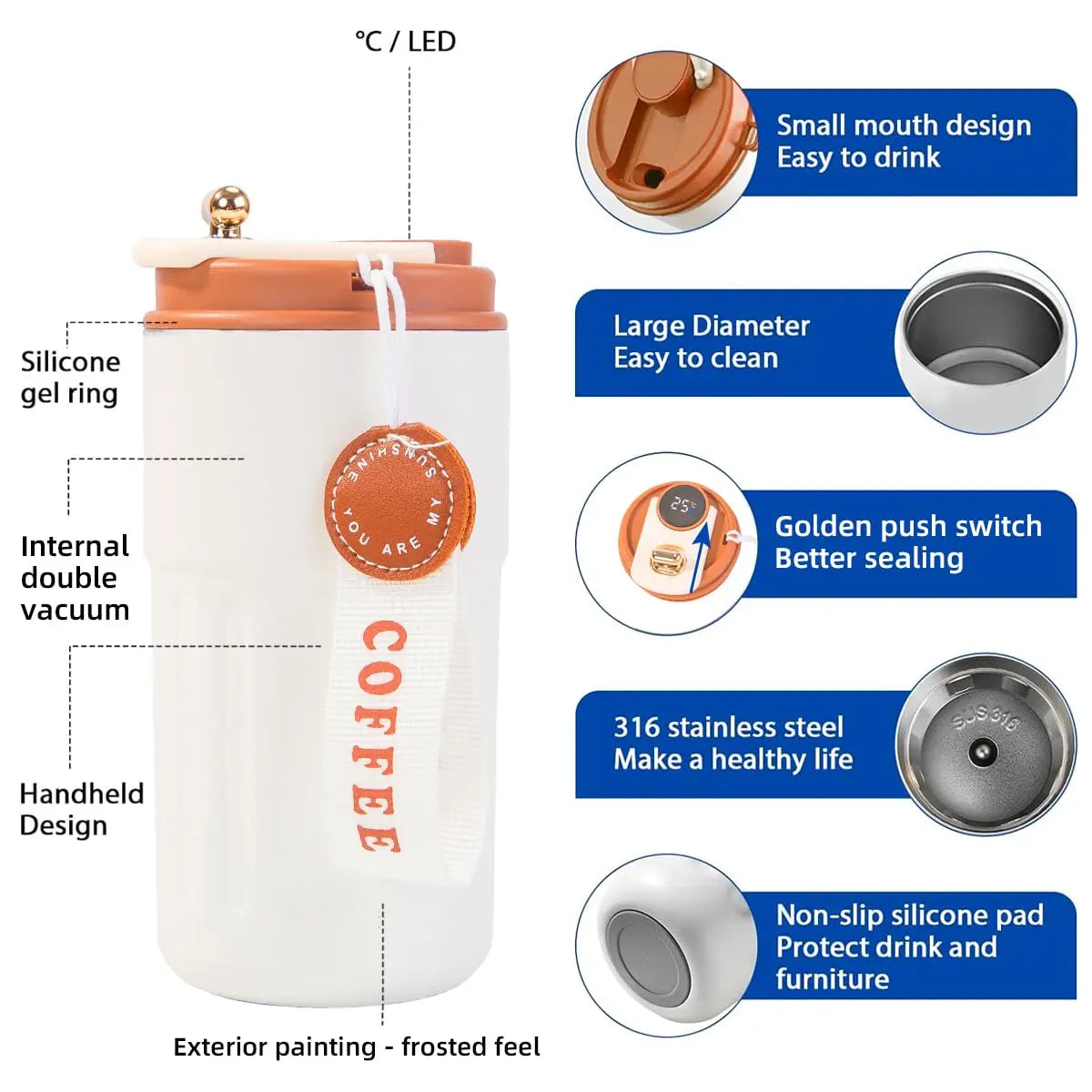 LED Smart Display Thermal Mug (450ml)